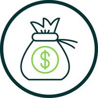 Money Bag Line Circle Icon vector