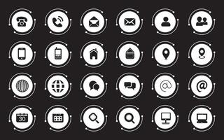 Contact related icon set, Essential Flat Stroke Circular Web Icon Set Phone Contact Location Button, Web icon, contact us icon, address, location, email, phone. Contact information symbols collection. vector