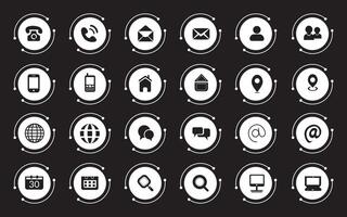 Contact related icon set, Essential Flat Stroke Circular Web Icon Set Phone Contact Location Button, Web icon, contact us icon, address, location, email, phone. Contact information symbols collection. vector