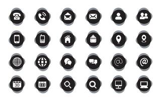 Contact related icon set, Essential Flat Stroke Circular Web Icon Set Phone Contact Location Button, Web icon, contact us icon, address, location, email, phone. Contact information symbols collection. vector