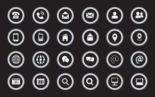 Contact related icon set, Essential Flat Stroke Circular Web Icon Set Phone Contact Location Button, Web icon, contact us icon, address, location, email, phone. Contact information symbols collection. vector