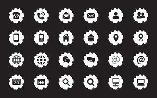 Contact related icon set, Essential Flat Stroke Circular Web Icon Set Phone Contact Location Button, Web icon, contact us icon, address, location, email, phone. Contact information symbols collection. vector