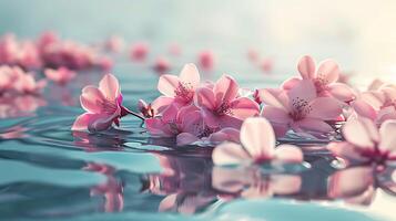Sakura branches and water drops in a peaceful spring photo