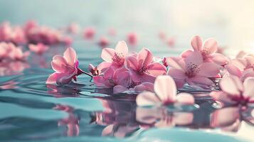 Sakura branches and water drops in a peaceful spring photo