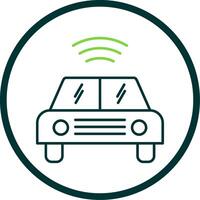 Autonomous Car Line Circle Icon vector