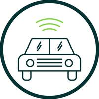 Autonomous Car Line Circle Icon vector