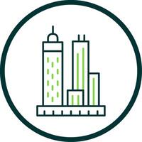 Skyscrapers Line Circle Icon vector