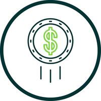 Dollar Coin Line Circle Icon vector