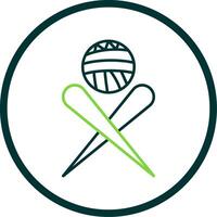 Knitting Needles Line Circle Icon vector