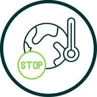 Stop Global Warming Line Circle Icon vector