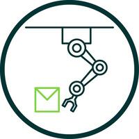 Industrial Robot Line Circle Icon vector