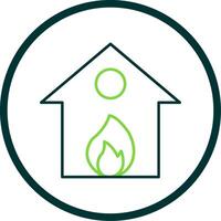 Burning House Line Circle Icon vector