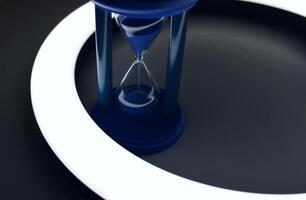 Falling Sand In Blue Hourglass Inside A Ring Of Light Isolated Stock Photo