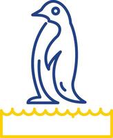 línea de pingüino icono de dos colores vector