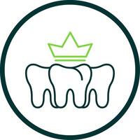 Dental Crown Line Circle Icon vector