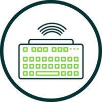 Wireless Keyboard Line Circle Icon vector