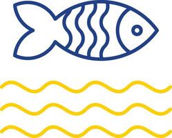 Fish Line Two Color Icon vector