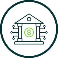 Banking System Line Circle Icon vector