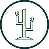 Cactus Line Circle Icon vector