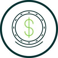 Dollar Symbol Line Circle Icon vector