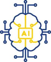 línea de inteligencia artificial icono de dos colores vector