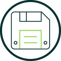 Diskette Line Circle Icon vector