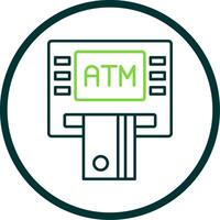 Atm Machine Line Circle Icon vector