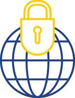 Global Security Line Two Color Icon vector