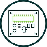 tarjeta de circuito impreso tablero línea circulo icono vector