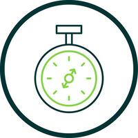 Pocket Watch Line Circle Icon vector