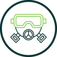 Gas Mask Line Circle Icon vector