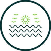 Sea Water Line Circle Icon vector