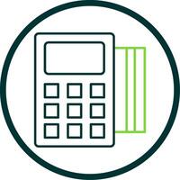 Pos Terminal Line Circle Icon vector