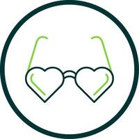 Heart Glasses Line Circle Icon vector