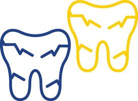 Tooth Damaged Line Two Color Icon vector