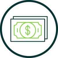 dólar línea circulo icono vector