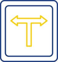 T Junction Line Two Color Icon vector