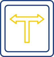 T Junction Line Two Color Icon vector