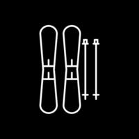 esquís línea invertido icono vector