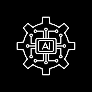 Artificial Intelligence Line Inverted Icon vector