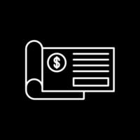 Bank Check Line Inverted Icon vector