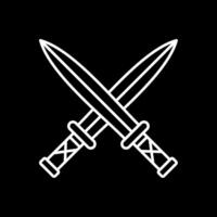 Two Swords Line Inverted Icon vector