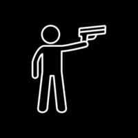 Policeman Holding Gun Line Inverted Icon vector