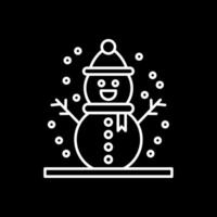 icono de línea invertida de muñeco de nieve vector