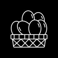 huevos cesta línea invertido icono vector