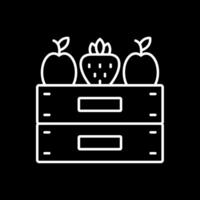 Fruta caja línea invertido icono vector