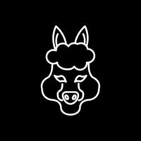 Alpaca Line Inverted Icon vector