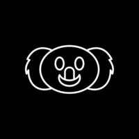 icono de línea invertida de koala vector