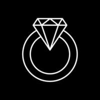 icono de línea de anillo de diamantes invertida vector