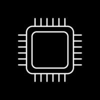 icono de línea de cpu invertida vector